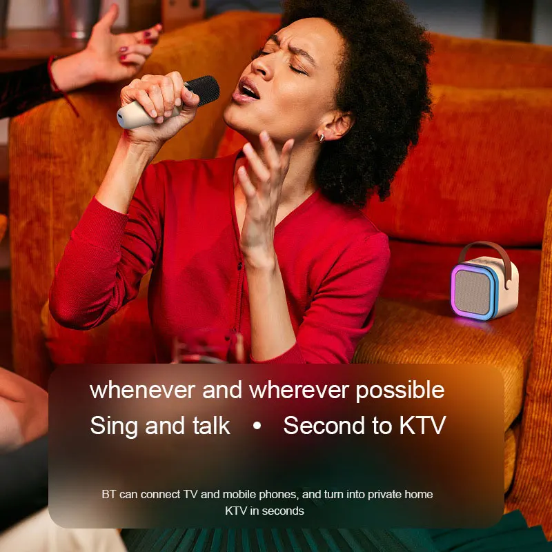 Portable Home Led Mobile Karoke Small Mini Mic Set Rechargeable Wireless Mini Speaker with Microphone BT Karaoke