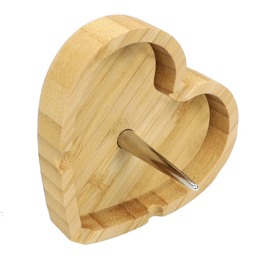 Clearance Wholesale Bamboo Wooden Smoking Crafts Heart Shaped Bamboo Wood Debowler Ashtray