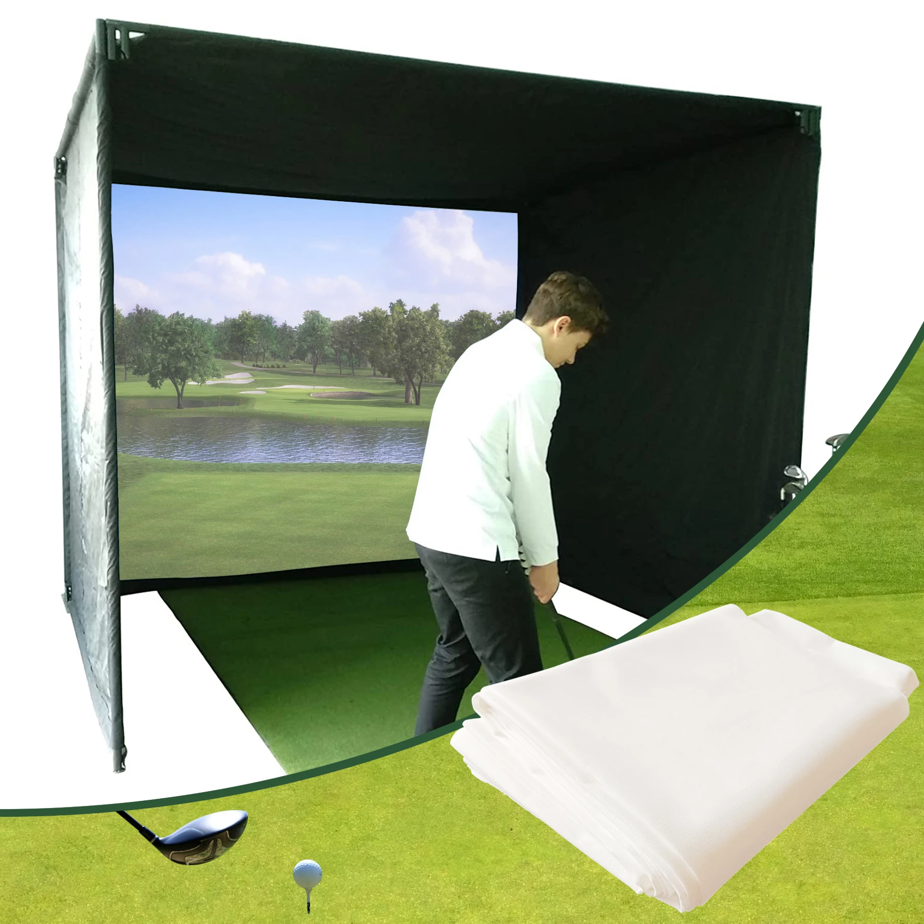 3d Impact Screen Virtual Low Noise Golf And Sport Simulator For Sale Ultra Clear Washable Golf Impact Screen for Golf Practice