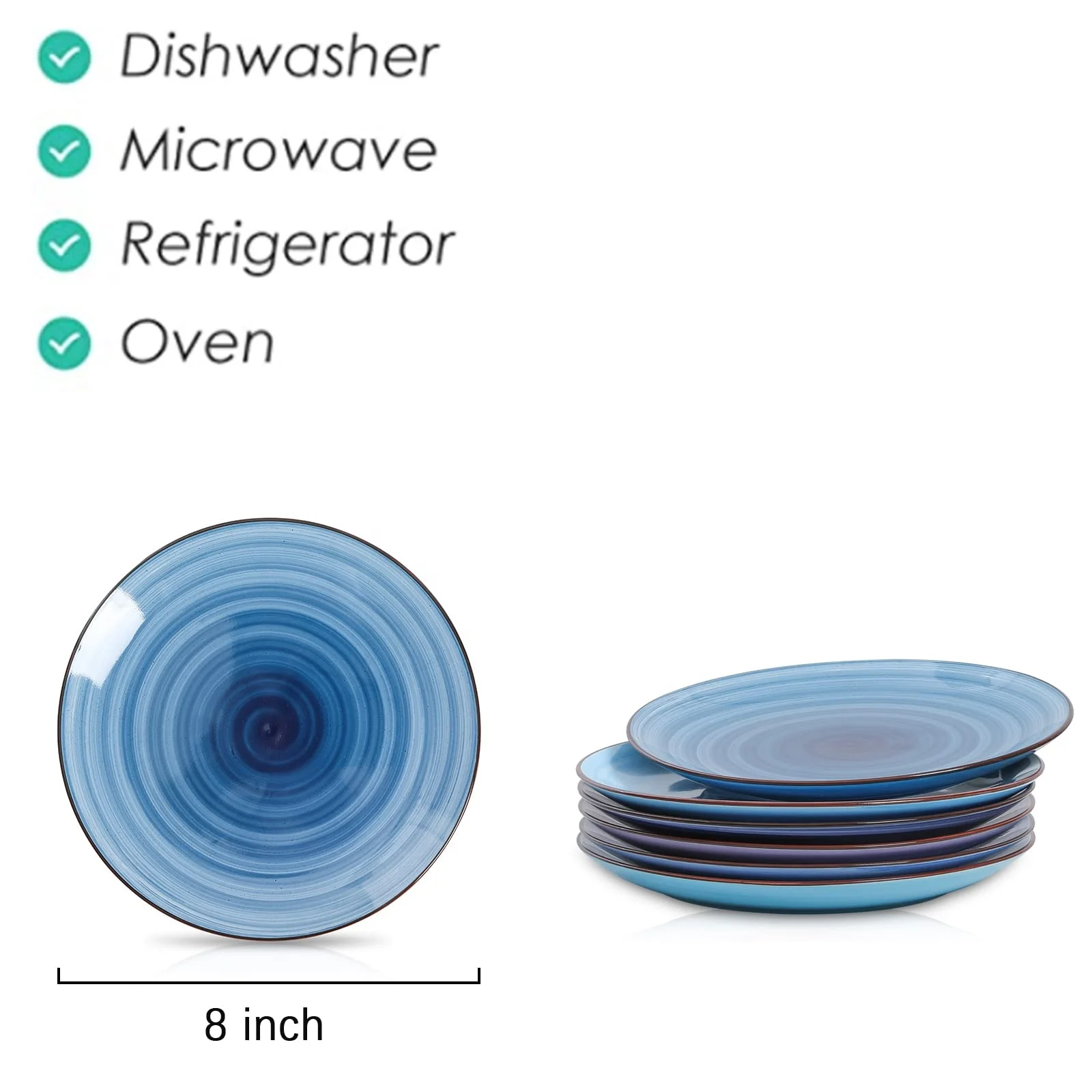 Tivray Classic Hand-Painted Porcelain Ceramic Plate Round Flat Dishes Home Restaurant Purple Pink Fruit Ceramic Salad Plate