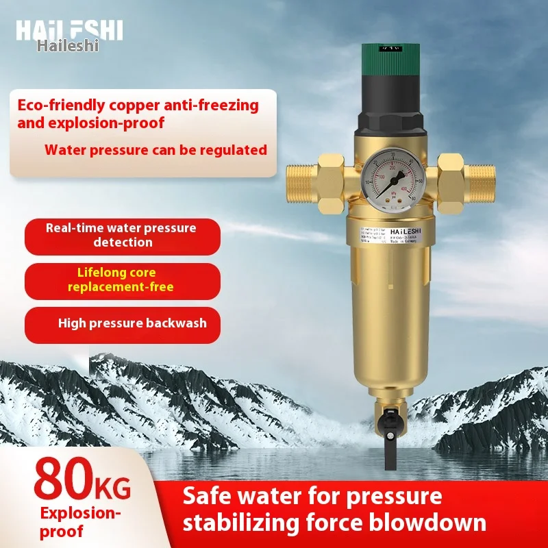 Whole House Back Wash Spin 40 Micron Mesh Brass Filter Water Paired with water purifier Pressure Regulator water purifier