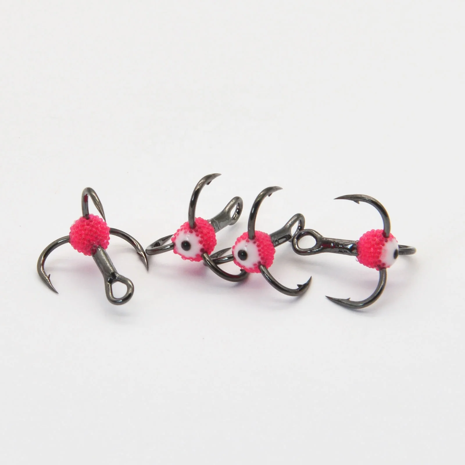 Wholesale  Ice Fishing Hook , MZ21X Treble Hooks with Epoxy Resin Head and Transparent Bead