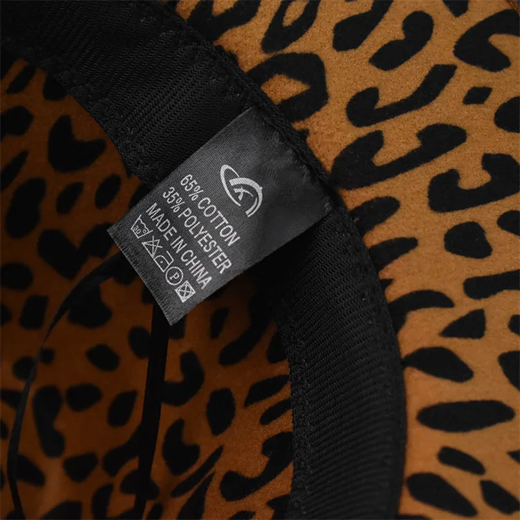 Men Thick Double-sided Solid Color Big Eaves Double-sided Leopard Print Inside Of Jazz Flat Black Fedora Hats