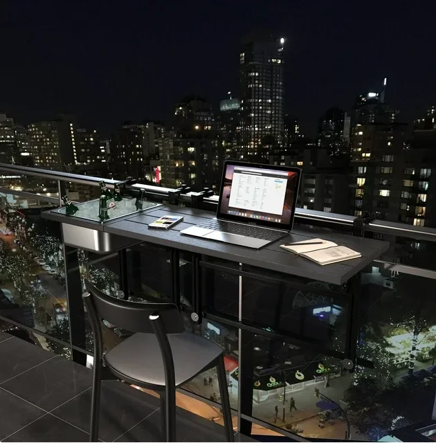 Outdoor furniture Upgraded  Balcony Table Outdoor Patio Bar Table Hanging Folding Adjustable