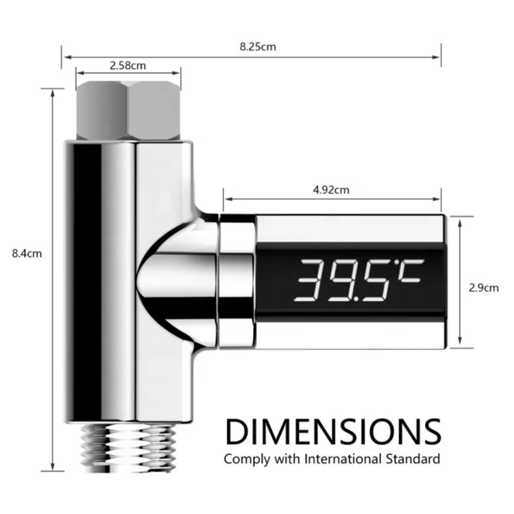 
KH-TH049 LED Digital Display Battery Free Home Bath Baby Shower Water Temperture Monitor Hot Water Thermometer 