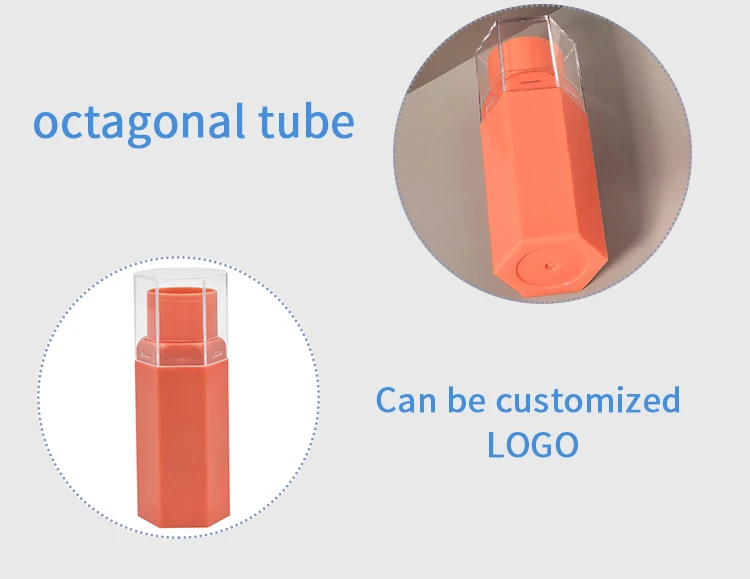 Wholesale  custom 3ml Hexagon shape empty glaze tube lip gloss container Plastic bottle sample cosmetic packaging material 3