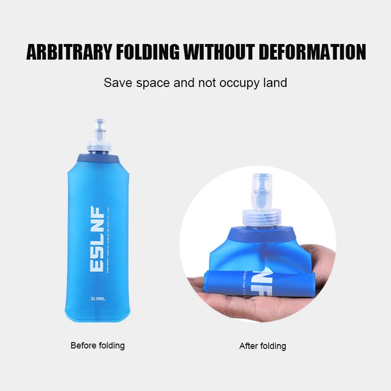 Hot Selling 500ml Soft Flask Folding Collapsible Water Bottle TPU Free for Running Climbing Casual Outings Tours Camping