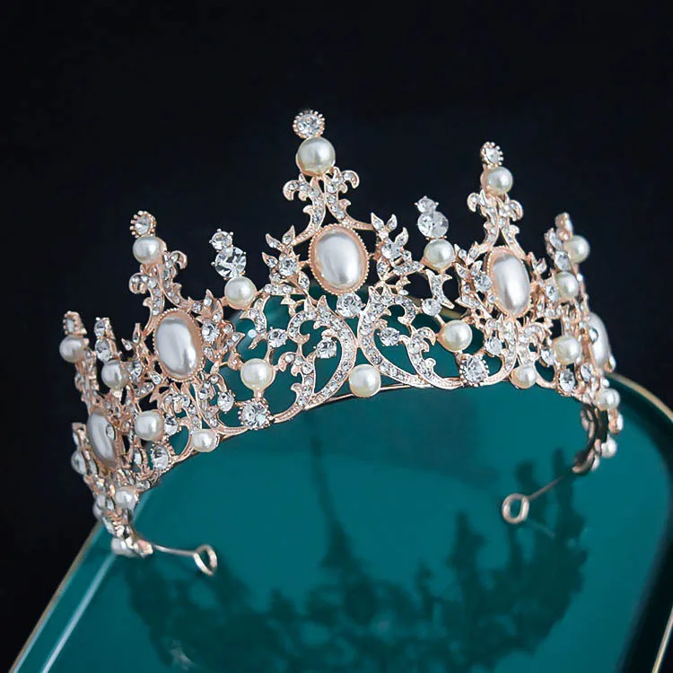 Wholesale Pearl Crown Rhinestone Bridal Crown Wedding Bride Tiaras Wedding Hair Accessories CR684