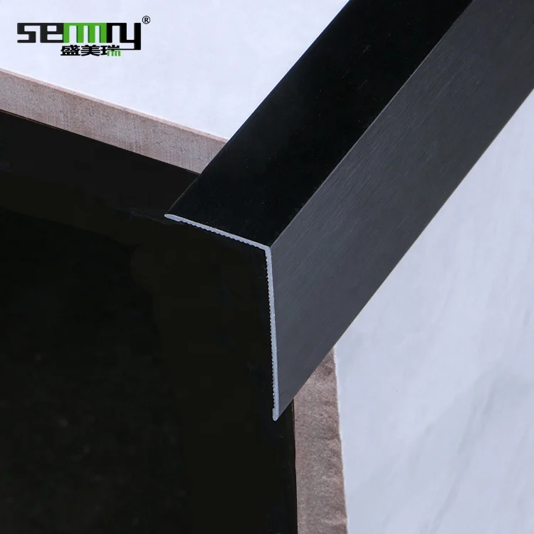 L50x50mm 90 degree angle brushed black metal l shape marble aluminum corner tile edge trim