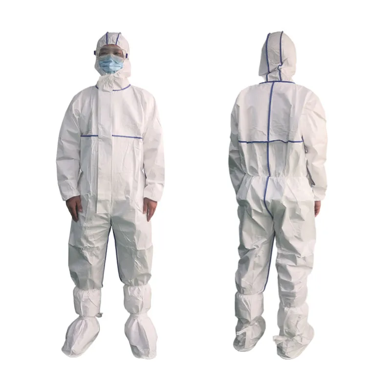China Shandong Factory Type 5 6 Disposable Coverall Industry Asbestos Protection In Stock PPE Working Coverall