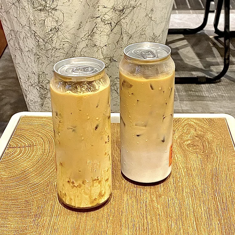 OEM Disposable 330ml 500ml 650ml Pull-Ring Plastic PET Bottles Jar Transparent PET Food Grade Plastic Beverage Cans With Lids