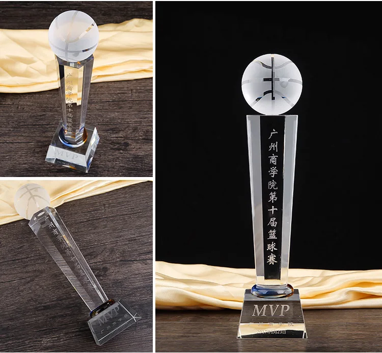 ADL Cheap Crystal Badminton Trophy Custom Crystal Trophy Award Crystal Football Trophy