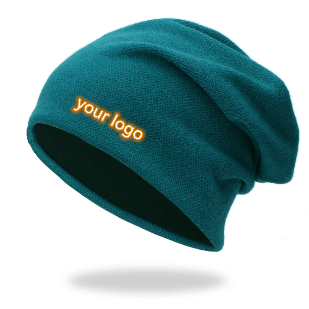 Custom Logo Wavy Pull-over Hip-hop Hood Piled On Top Of A Hat Polo Beanies Unisex Knitted Hat With Custom Logo