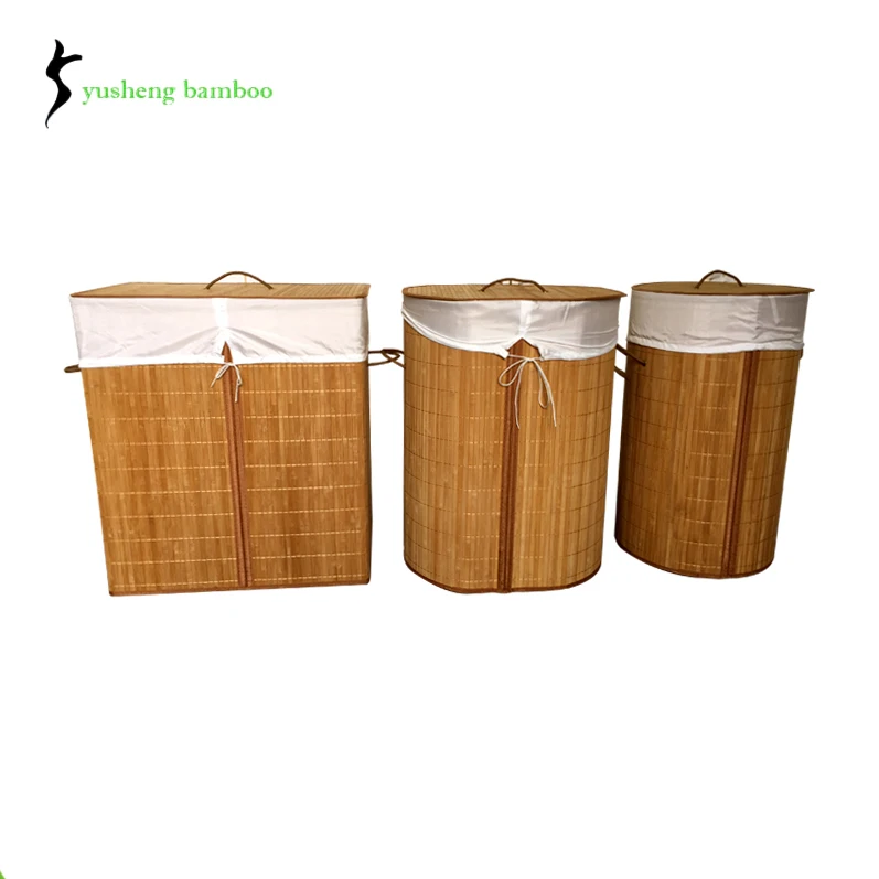 Eco-friendly natural Folding laundry basket bamboo storage bamboo frame laundry baskets