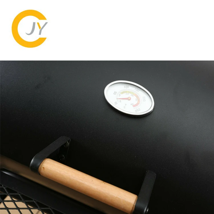 Charcoal BBQ Grill/Offset Smoker with Trolley/Large Chimney for outdoor Backyard