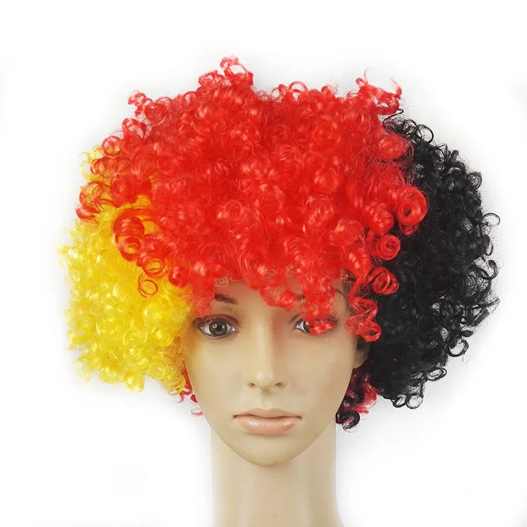 Nuoxin Mixed Color Anime Cosplay Fancy Synthetic Promotion Crazy Sports Fans Men Women Funny Wig Football Fans Wigs For Party
