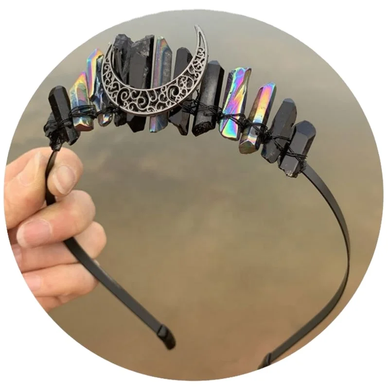 2023  TS  Wholesale DIY witch branches natural crystal hair accessories rainbow thread 20 tooth hair comb