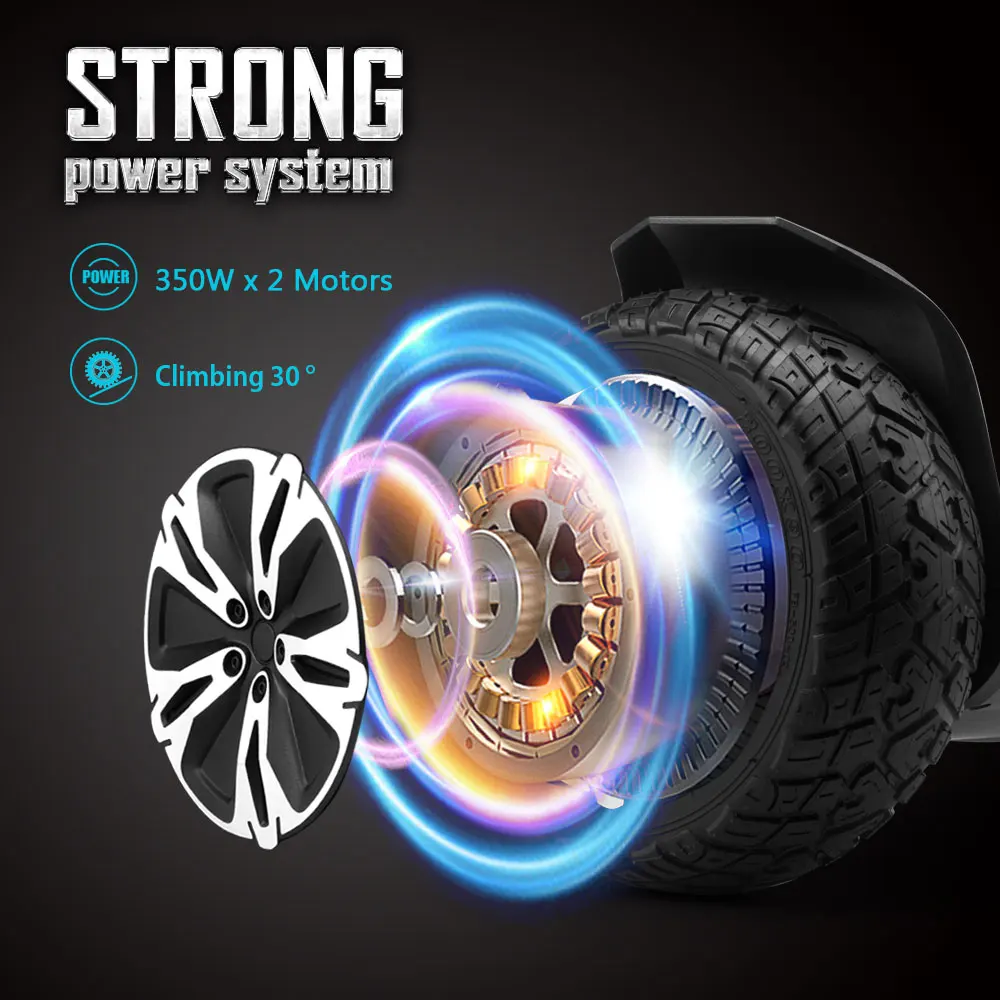 GYROOR New Cool Lighting Tunnel Motor Hoverboard Two Wheels Self Balancing Electric