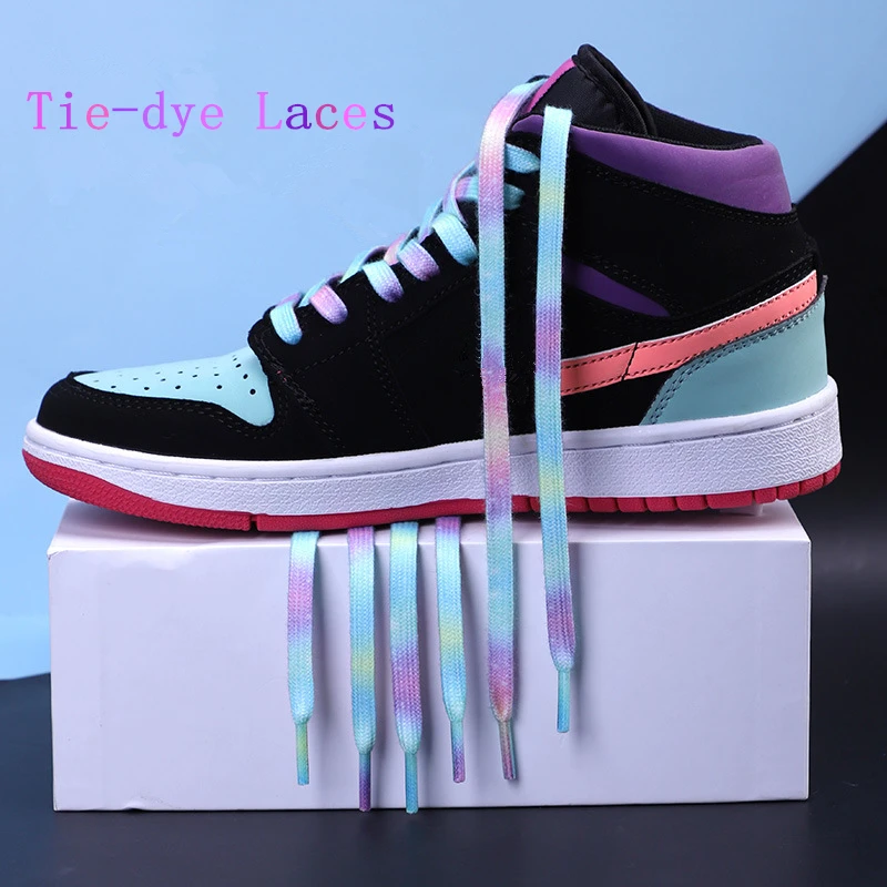 Tie-dyed shoelaces AF1 Child Adult sneakers shoelace basketball shoes fashion personality color sports flat shoes lace rope