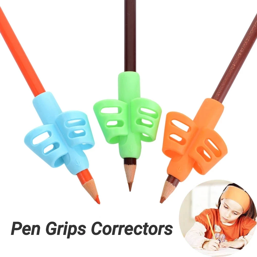 Mix Color Soft Silica Pencil Grasp Three Finger Gel Pen Grips Children Writing Training Pens Holding for Kids Gifts