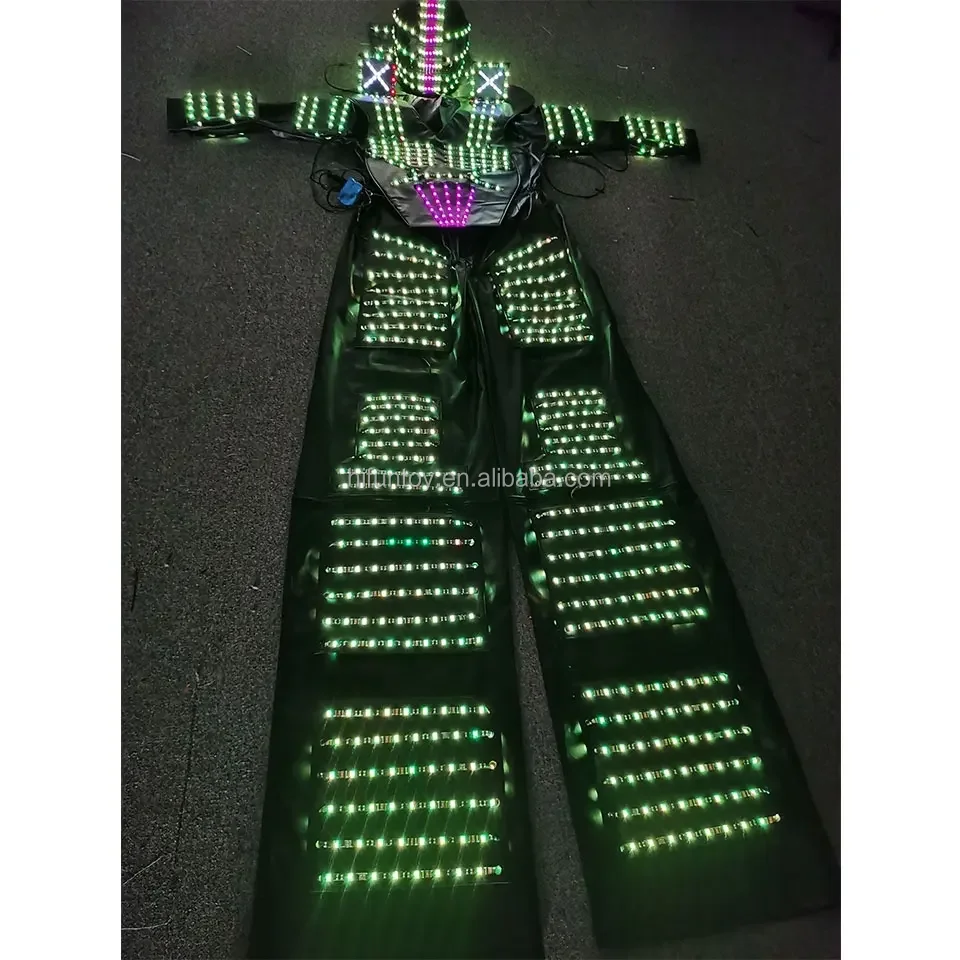 Handmade LED Robot Costume for Music Festival Color change transformer robot dance costume led luminous robot costume for party