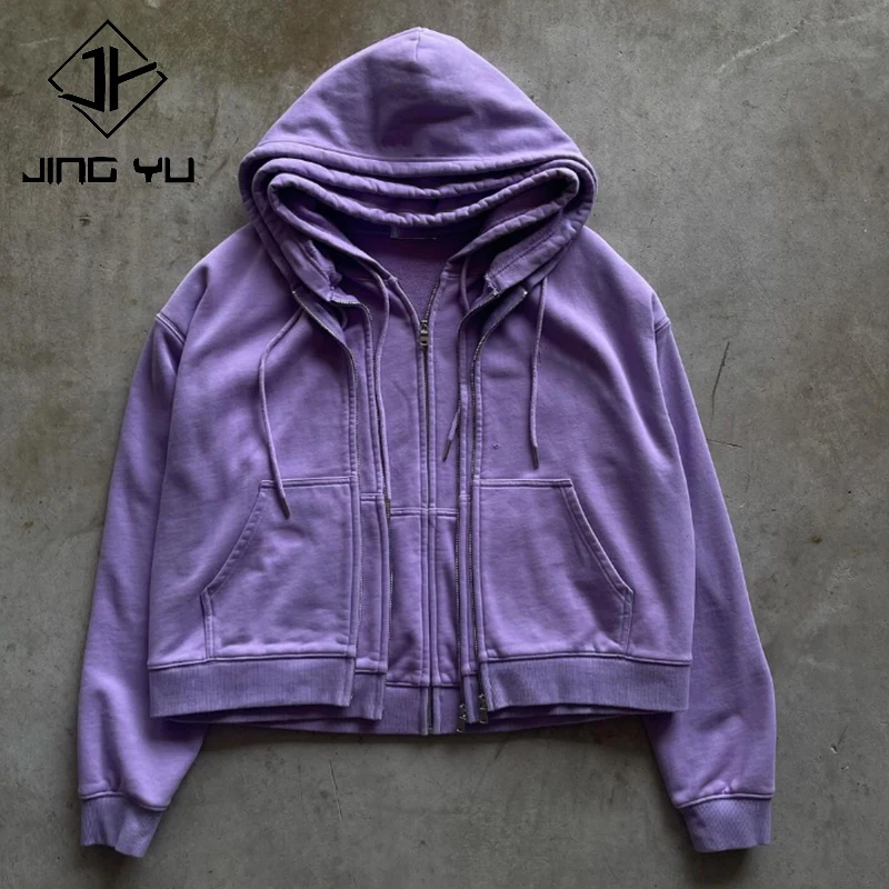 OEM Customized 100 %Cotton three layer zip up hoodies Wholesale Multiple Hoods Multiple Zippers Hoodie For Men