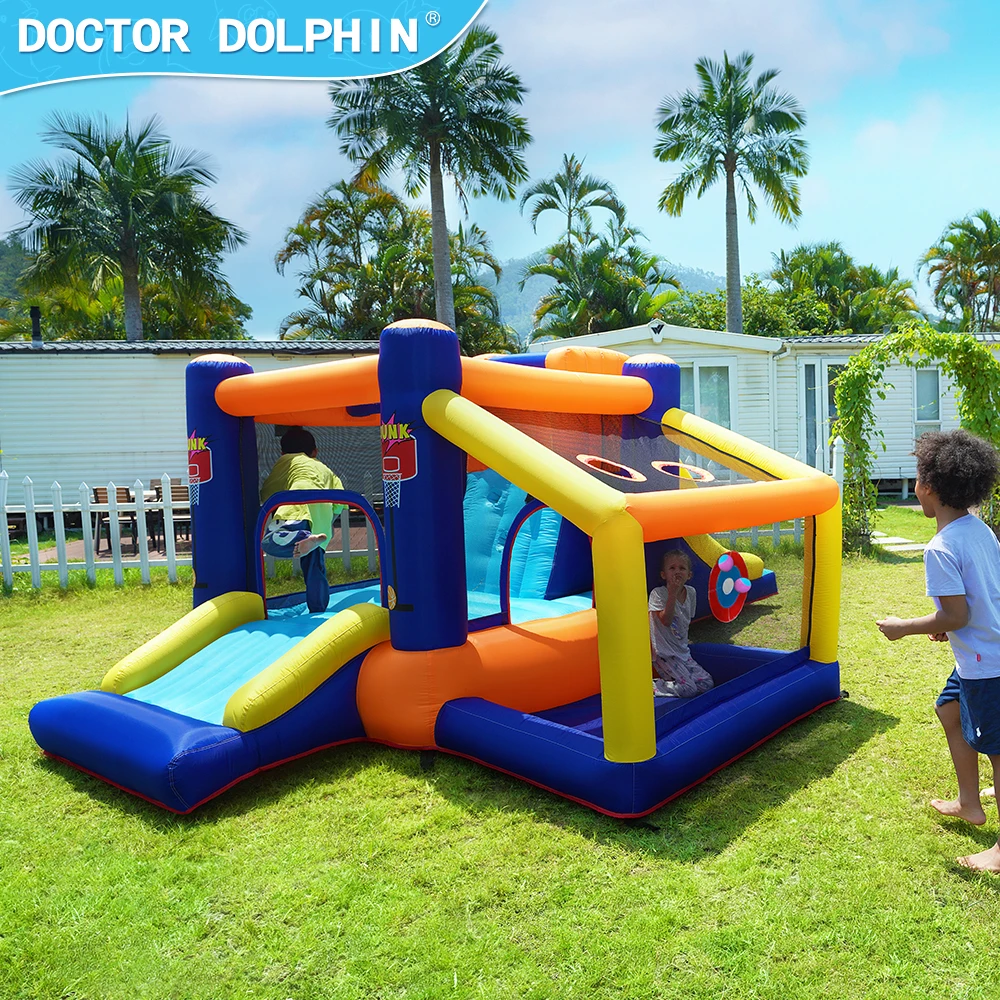 Doctor Dolphin Kids Jumping Bounce House Combo Inflatable Bouncy Castle Bounce House Slide For Party