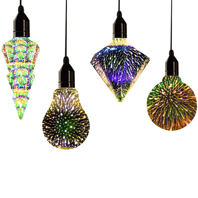 Fillux LED Fireworks 3D Effect Glass Led Decoration Lighting Star Heart Global Holiday Festival Christmas Party Bulb Strip Light
