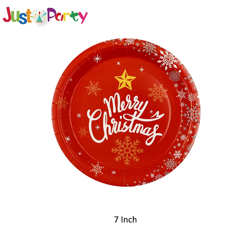 Hot Product 6 Pcs Plates & Cup Christmas Design Luxury Paper Disposable Tableware For Party