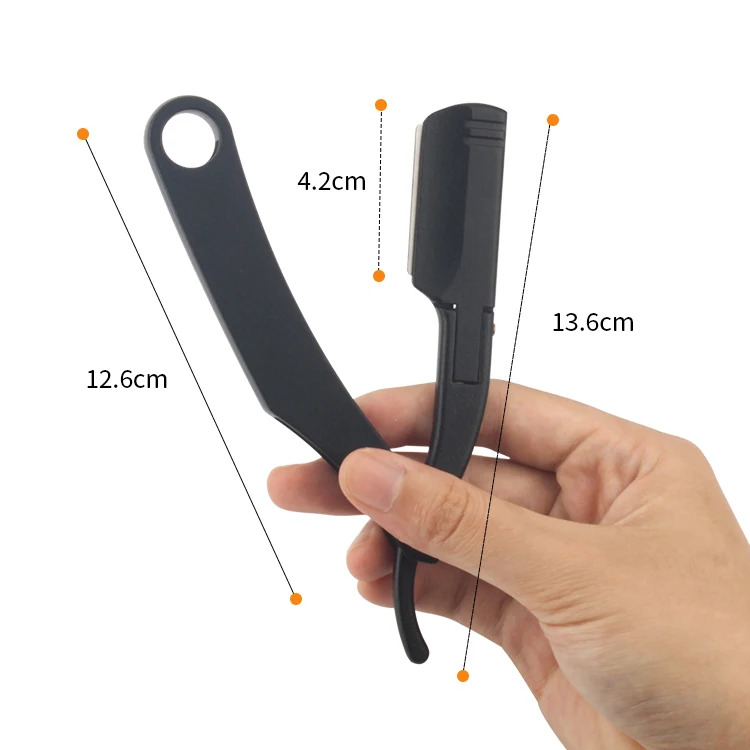 New Arrival Zine-alloy Black Shaver Holder Straight Edge Folding Shaving Baber Knife Razor for Face