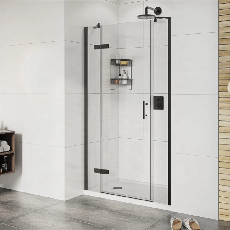Oumeiga portable glass shower enclosure door black partial shower door 1400x1950mm for home