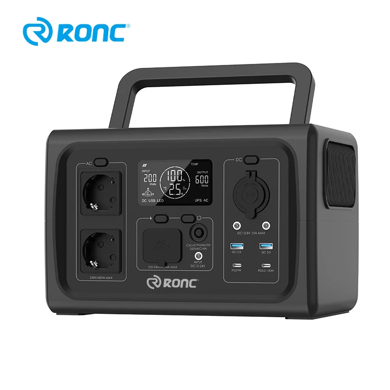 Outdoor Solar Generator With Battery LiFePo4 600W Portable Batteries And Power Stations With Light