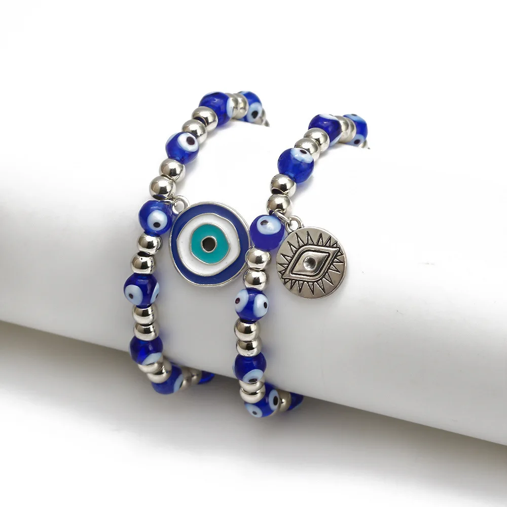 ZUOWEN 2022 New Products Turkey Evil Eye Bracelet Hand Braided Strap Stretch Blue Color Beaded Bracelet
