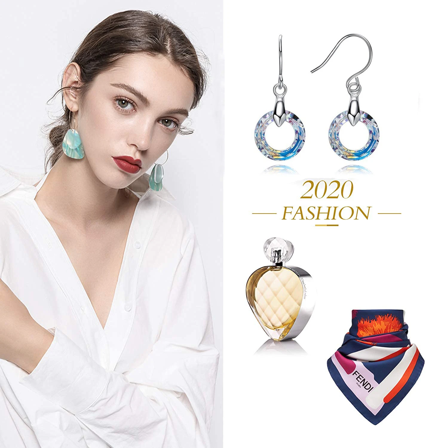 
Hermosa Austria Crystal Dangle Earrings Round Drop Hook Earrings Sterling silver Earrings for Women Luxury Elegant Jew 