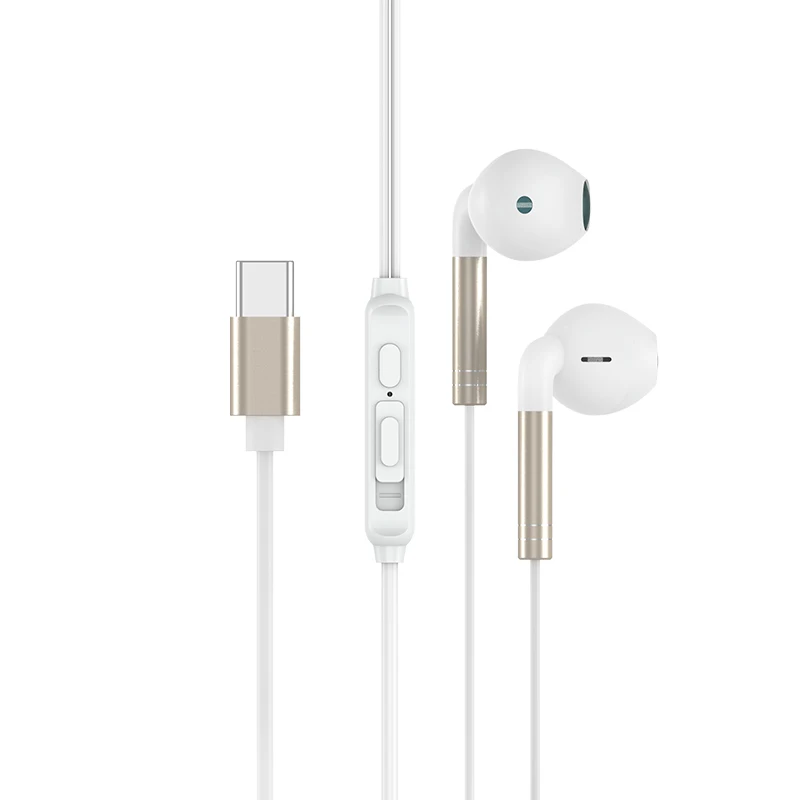 Low price Headset Stereo 1.2M Type C Earphone Deep TWS HiFi Metal In ear Wired Earphone For ios android