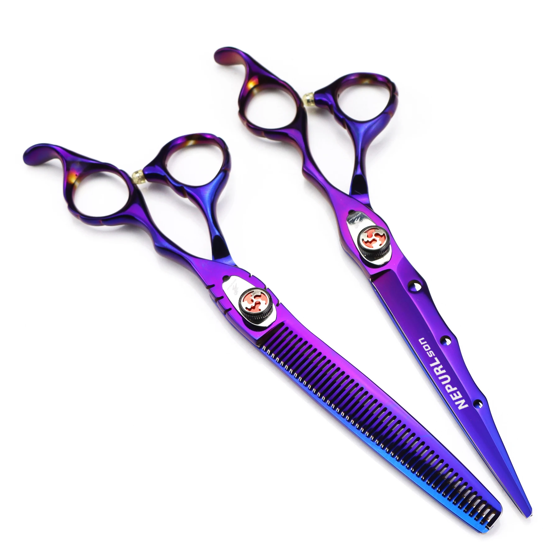 7.0 inch NEPURLson purple  flat cut new style  Elegant Wholesale New Fashion Design Beauty Barber Scissors