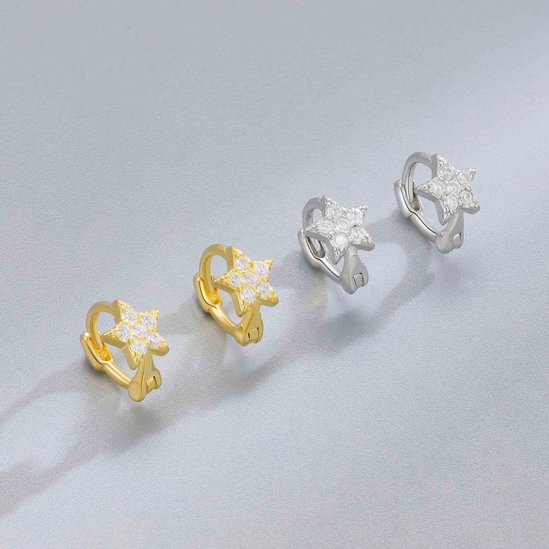 wholesale fashion 925 silver hoop earrings women sterling silver small star hoop earrings jewelry dropshipping