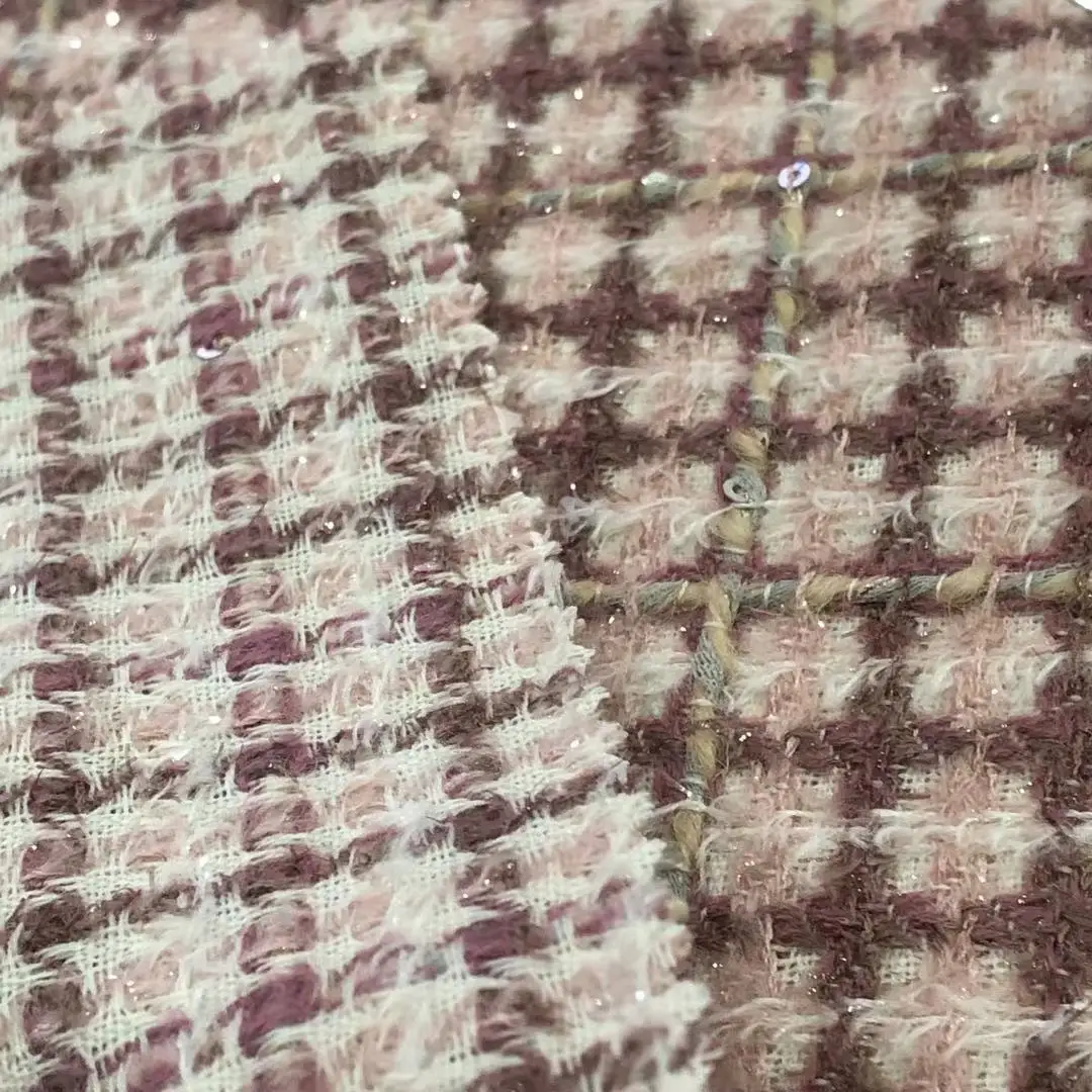 
291GSM All seasons fabrics Beautiful pink silk bead Mosaic tweed Clothing and home Textile Upholstery fabric 