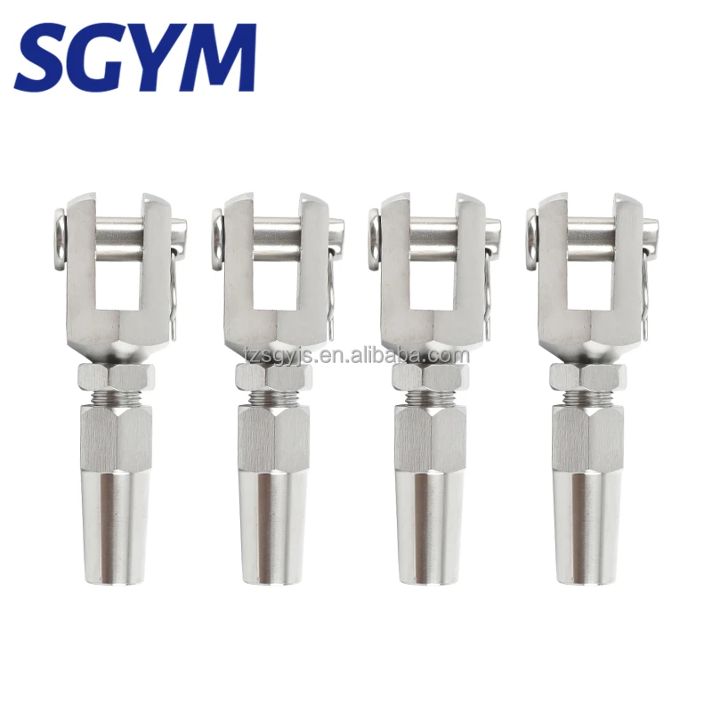 4mm Quick Installation Rigging Hardware 316 Stainless Steel Wire Rope Swageless Machined Fork Terminal