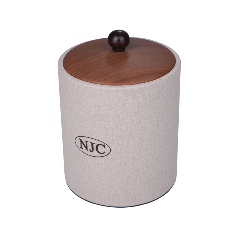 High-Grade Light Grey Leather Outdoor Table Steel Mini Bar Metal Ice Bucket  for Sale Custom Wholesale