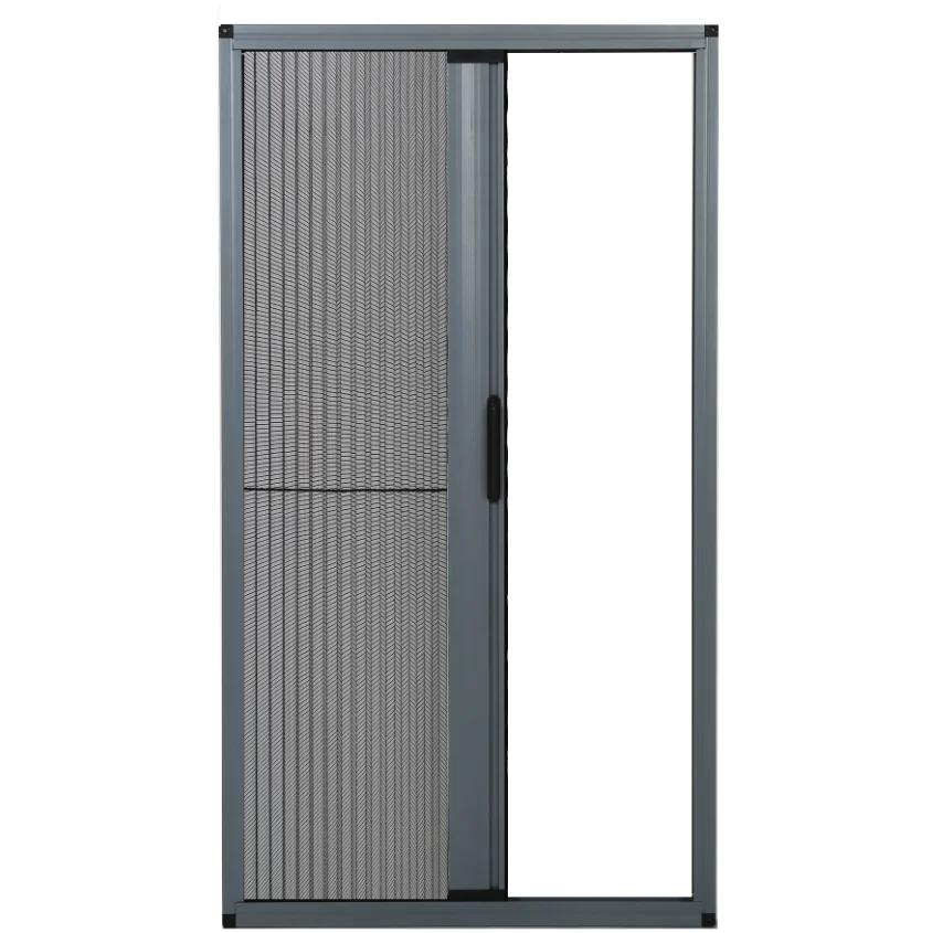 Pleated mosquito screen door/ trackless folding screen door