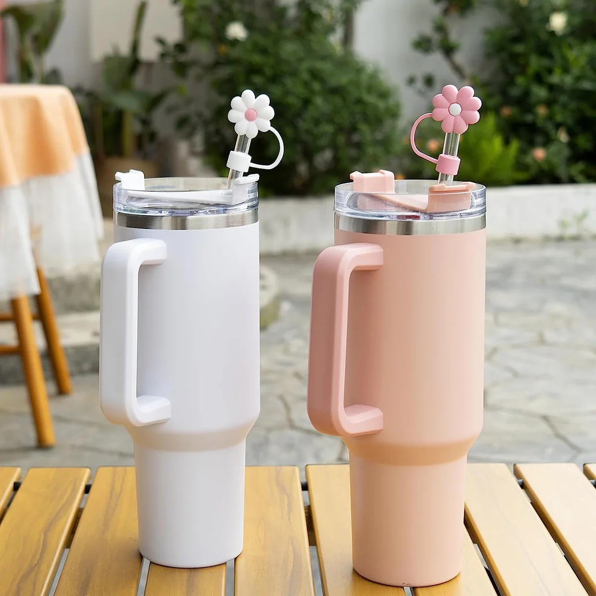 Newly design Flower Shape Silicone Straw Toppers Tumbler Straw Tip Covers as Bar Drinkware Accessories
