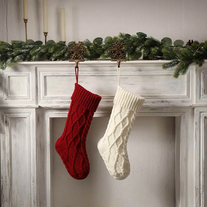 New Christmas Stockings 18 Inches Large Size Cable Knitted Stocking Gifts & Decorations for Family Holiday Xmas Party