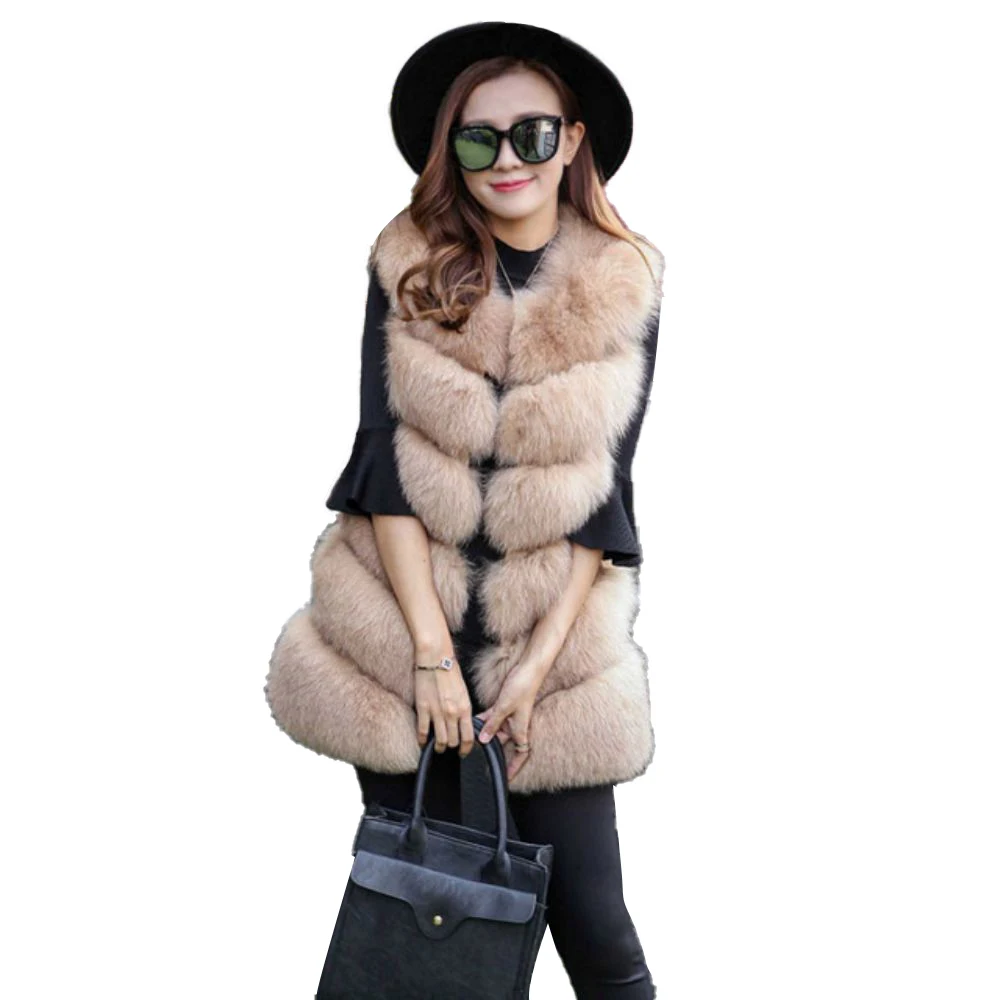2023 New arrival designs hot selling ladies Custom short sleeveless faux fox fur solid women vest