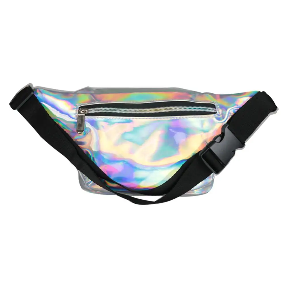 
Amazon hot sale shiny holographic Fanny pack custom logo pouch Waist bag for party 