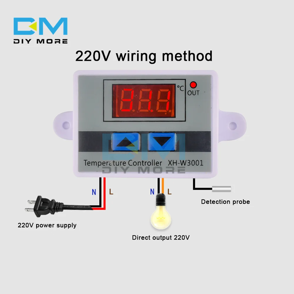 XH-W3001 12V 24V 220V Microcomputer Digital Temperature Controller Thermostat Intelligent Electronic Temperature Control Switch