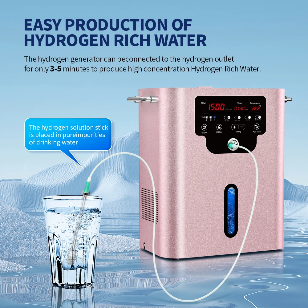 Suyzeko PEM Water Electrolysis SPE Technology 1500ml Hydrogen Oxygen Generator Oxyhydrogen Breath Therapy Machine