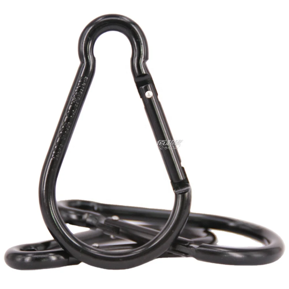 10# 100*60*7.2mm gourd Bulb shape snap black aluminum alloy metal Spring titanium carabiner hooks for hanger/hiking camping