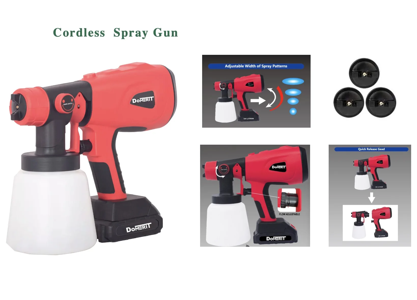 DoMERIT Wholesale 21V Cordless Spray Gun 800ml Paint Sprayer Lithium Battery wireless Cordless Spray Paint Gun