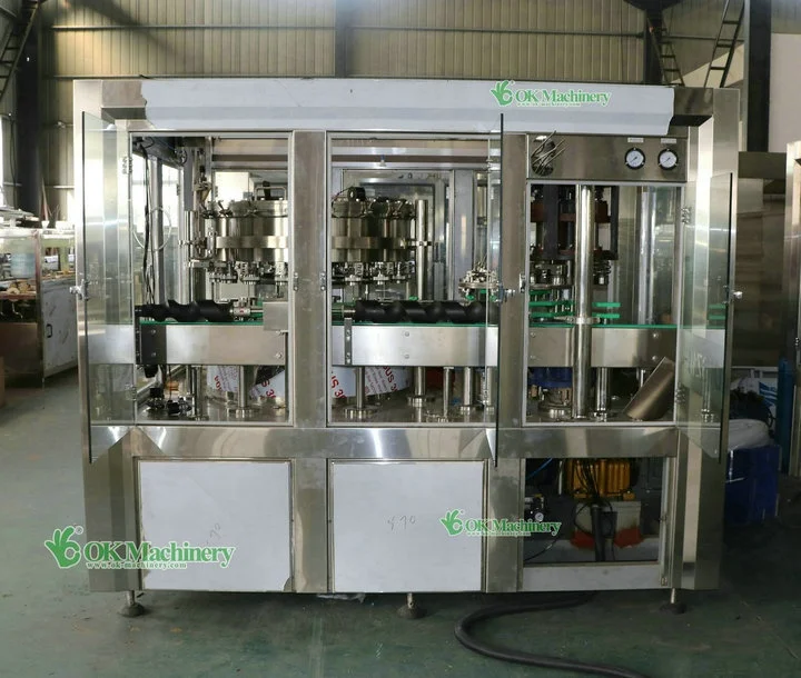 Completely Automatic Beer Carbonated Beverage Juice Soda Water Soft Drink Pet Aluminum Tin Can Filling Sealing Machine